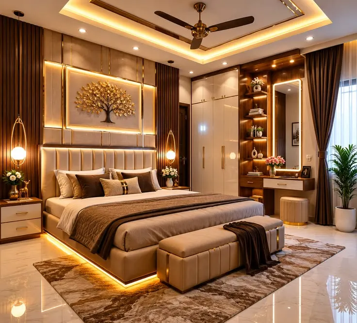 Luxury Modern Bedroom Design Ideas_ Gold & Warm Earth Tones